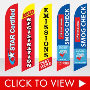 Smog Check and other vehicle registration stock feather flags