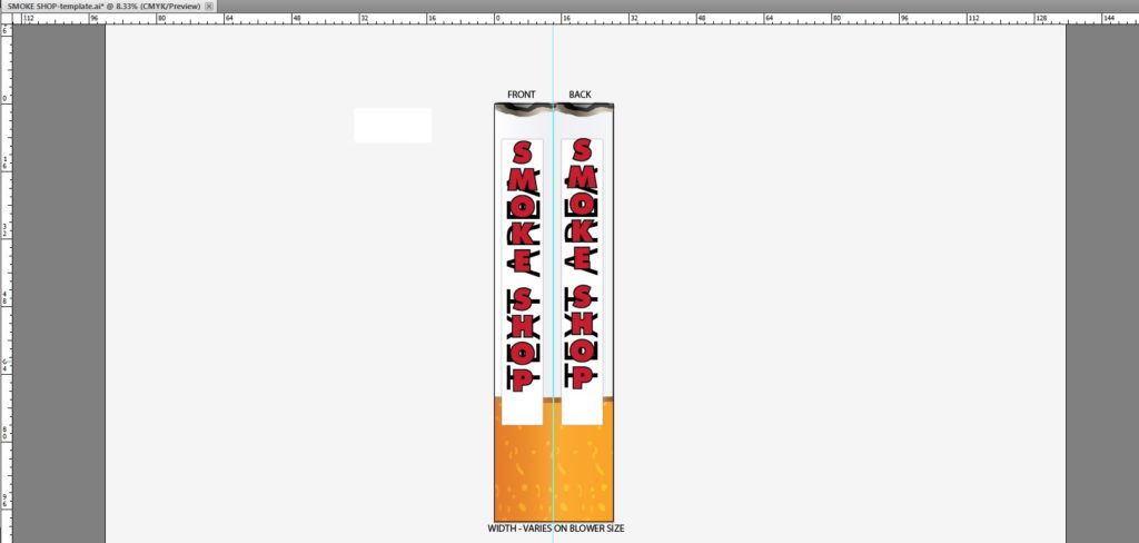 Graphics placed on a inflatable air powered tube dancer template