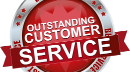 outstanding customer service badge red – Feather Flag Nation Blog