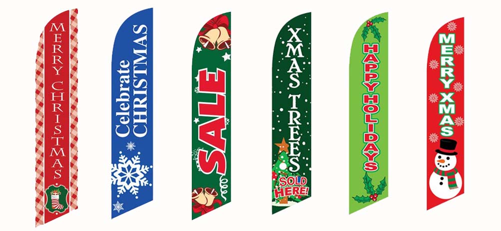 Outdoor Christmas Holiday Feather Flag Sale