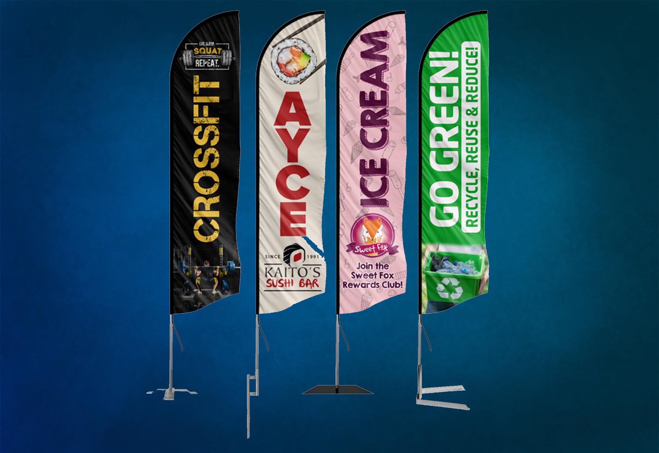 OPEN 15/' FLAG KIT w// Pole Mount Advertising Sign Feather Swooper Bow Banner