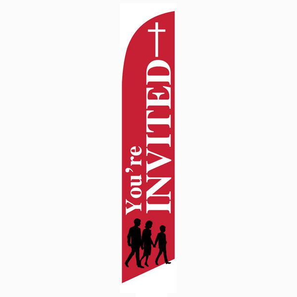 you're invited church feather banner flag