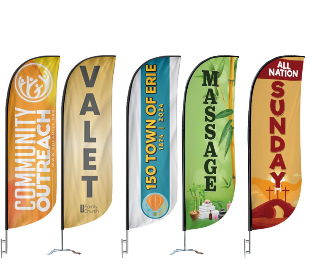 custom banners lined up