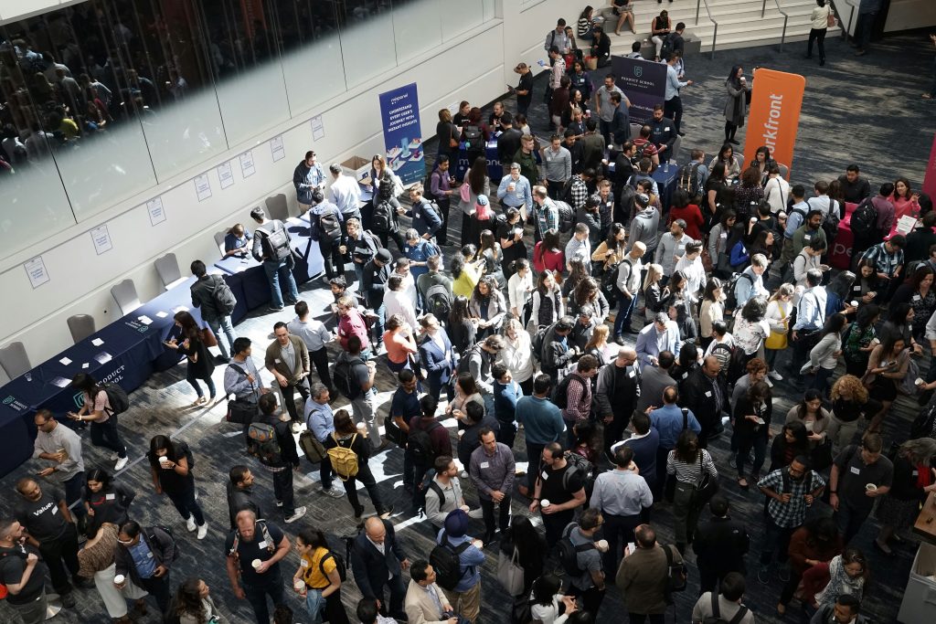 Crowd of people at trade show