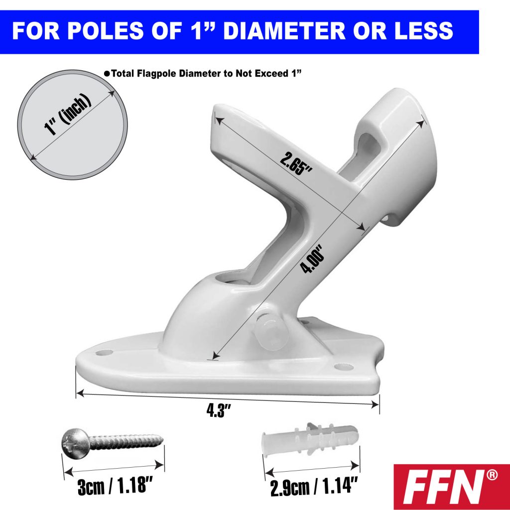 a flag bracket mount for poles of 1” diameter or less