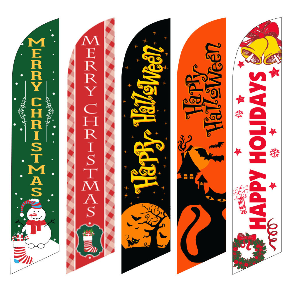 a holiday feather flags