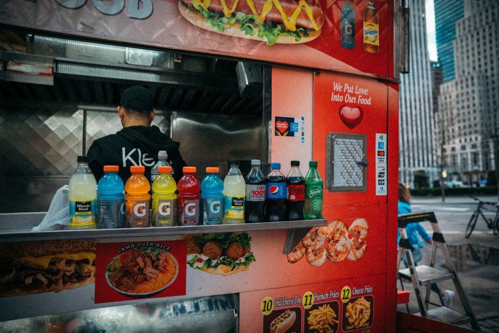 Man preparing food in food truck