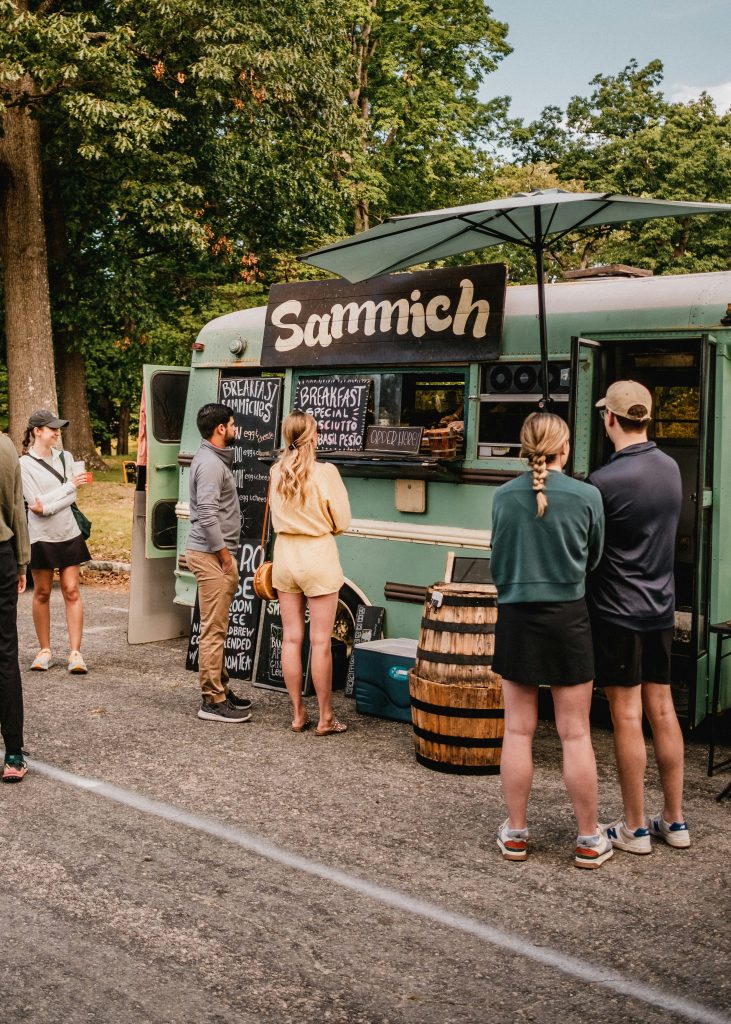 People outside a food truck