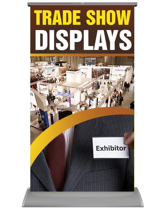 The Different Types of Advertising Flag Banners & Their Purposes 5 a roll-up banner advertising trade show displays.