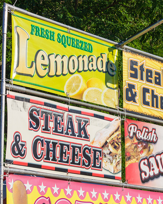 colorful signage at festival events