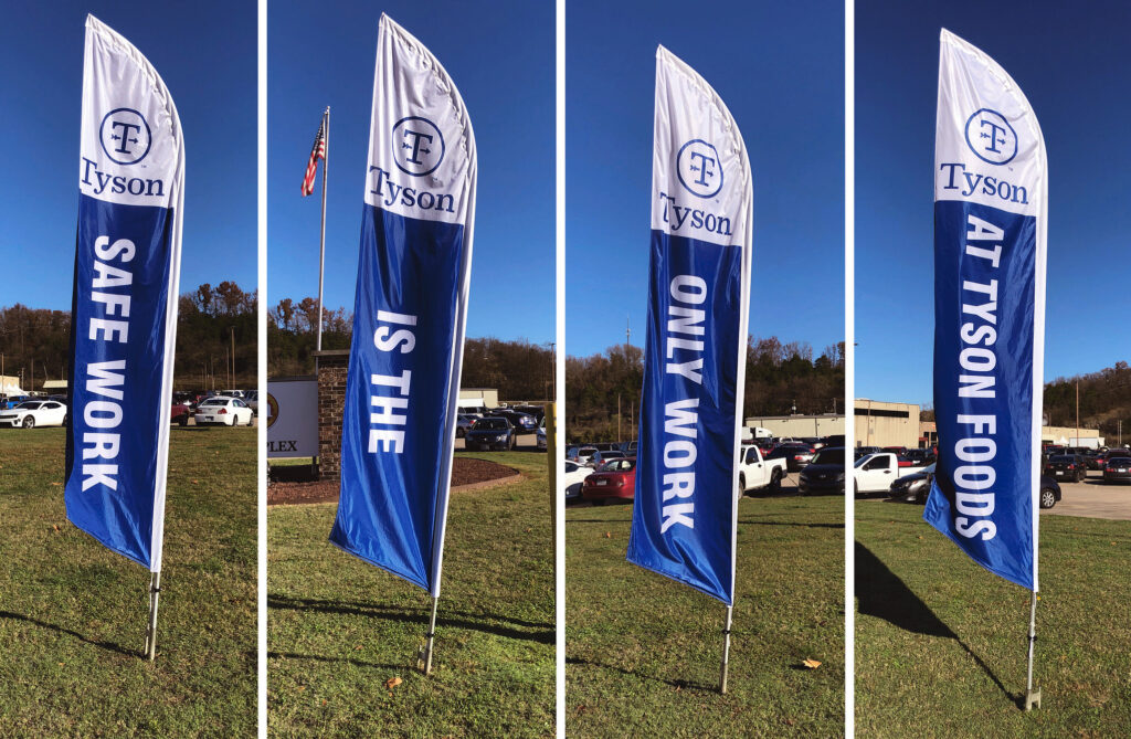 Carefully placed small business feather flags
