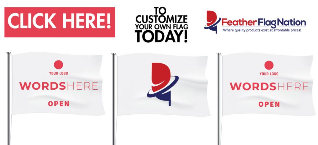 Three custom white flags