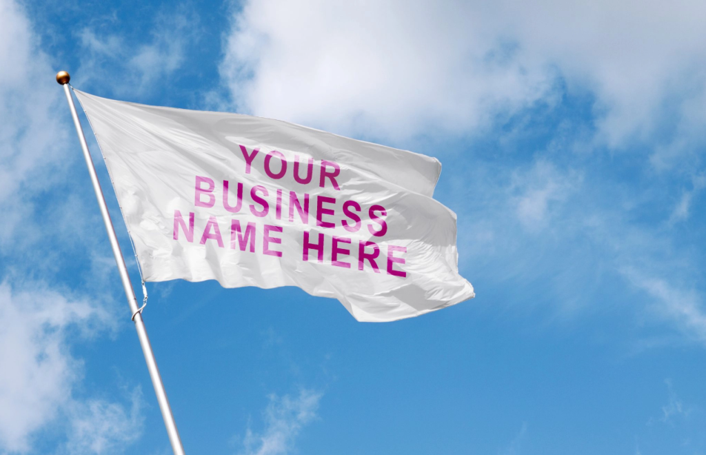 “your business name here” flag