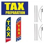 Tax Service Vinyl Banner & 2 Feather Flag – Pack of 3 with Pre-Curved Poles & Ground Spike