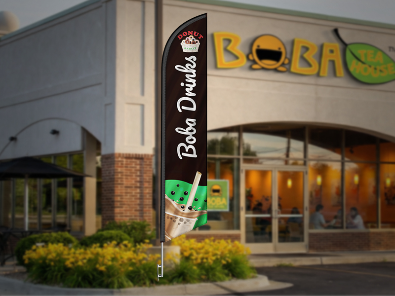 12ft custom feather flag for retail storefront visibility
