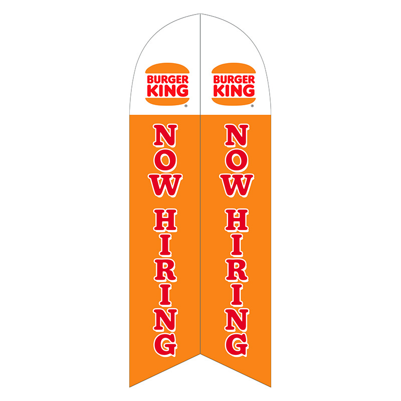 Now Hiring Sign Banner Swooper Feather Flag Pole Kit Outdoor Business Adver - 1