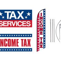 Tax Service Feather Flag & Vinyl Banners – Pack of 3 with Pre-Curved Poles & Ground Spike
