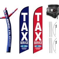 Tax Service Feather Flags & Inflatable Tube Man – Pack of 3 with Pre-Curved Poles & Ground Spike & Blower
