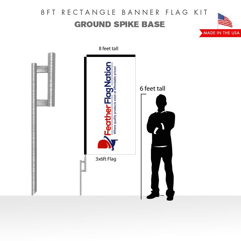 8ft Rectangle Banner Flag With Ground Spike Base