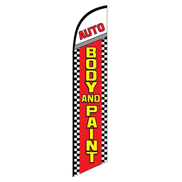 Auto Body and Paint Feather Flag for low cost outdoor advertising.