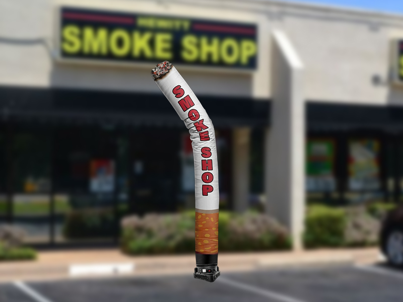 Custom straight inflatable tube man with no arms standing approximately 20ft tall on blower for outdoor advertising and business promotions