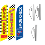 Auto Feather Flag Package – Pack of 3 with Pre-Curved Poles & Ground Spike
