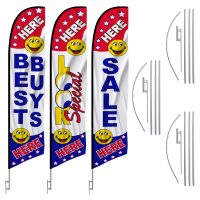 3 Pack Look Best Buys Sale Feather Flag Kits (3 Flags + 3 Pole Kits + 3 Ground Spikes)