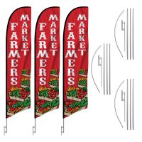 Farmers Market Feather Flags – 3-Pack with Hardware Kit