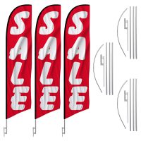 3-Pack Red and White Sale Feather Flags with Hardware