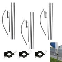 Feather Flag Pole Kit, 3 Pack of Aluminum Swooper Flag Pole Kits, Tie Down Clips, with Ground Stakes