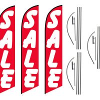 3 Pack Sale Red Feather Flag Kits (3 Flags + 3 Pole Kits + 3 Ground Spikes)