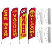 Auto Feather Flag Package – Pack of 4 with Pre-Curved Poles & Ground Spike