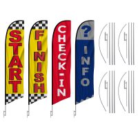 Retail Feather Flag Package – Pack of 4 with Pre-Curved Poles & Ground Spike