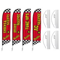 Auto Feather Flag Multi Package – Pack of 4 with Pre-Curved Poles & Ground Spike