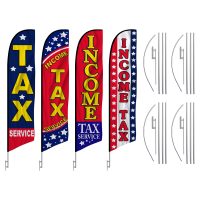 Tax Service Feather Flags – Multi Pack of 4 with Pre-Curved Poles & Ground Spike