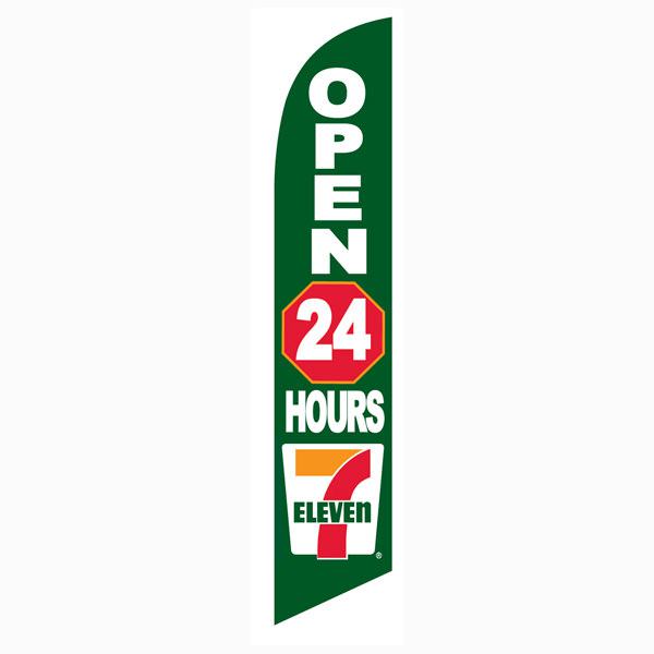 7-11 Eleven Open 24 Hours feather flag to use as your outdoor banner