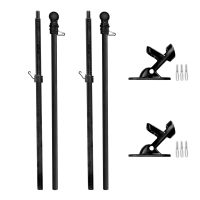 2 pack of 5-Foot Black Premium Tangle-Free Carbon-Fiber Flag Pole with Mounts