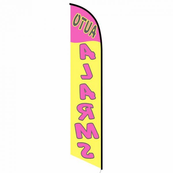 Auto Alarms Yellow and Pink Feather Flag FFN-5231 BACK