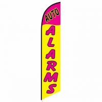 Auto Alarms Yellow and Pink Feather Flag