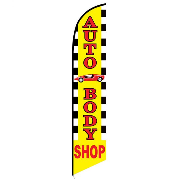 Auto Body Shop with Car Graphic Feather Flag FFN-5199 front