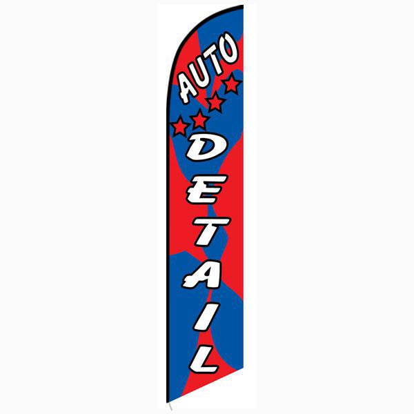 Auto Detail Red Blue Feather Flag Outdoor Advertising
