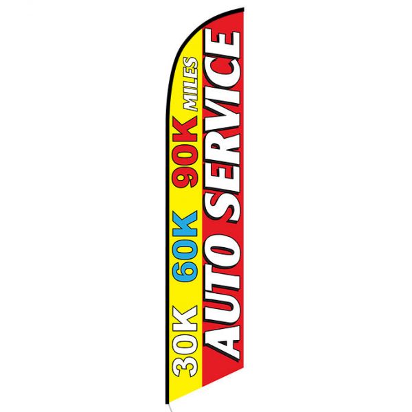 Auto Service 30K 60K 90K Yellow Red Banner Flag FFN-5283 front