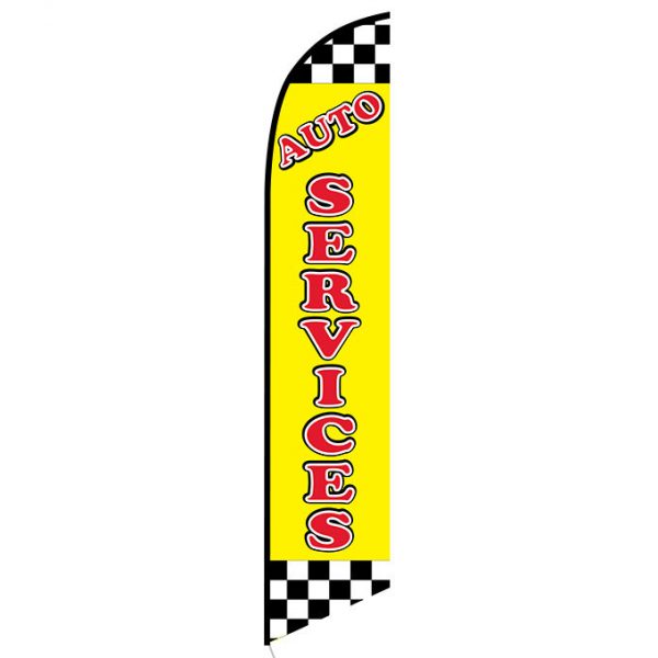 Auto Services Yellow Checkered Feather Flag FFN-5112 front