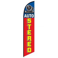 Auto Stereo blue Feather Banner Flag