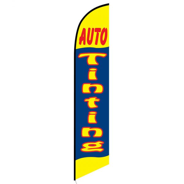 Auto Tinting yellow and blue Feather Flag FFN-5025 front