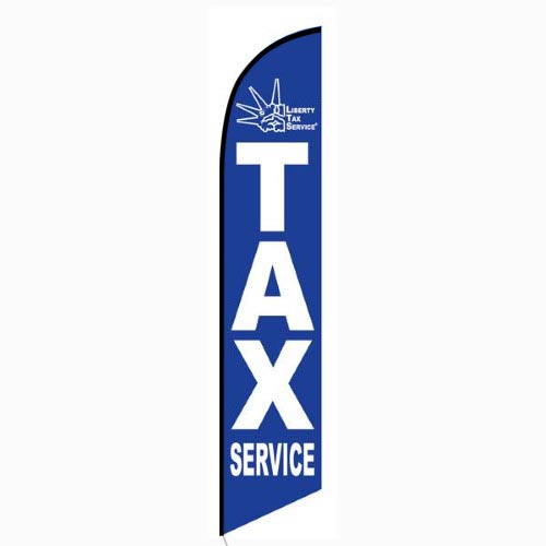 Blue Liberty Tax feather flag