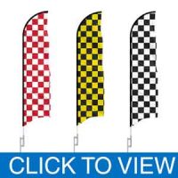 Checkered and Solid Color Feather Flags in Stock