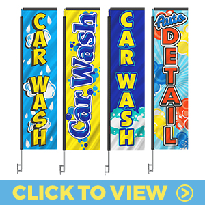 Car wash rectangle flags – stock vertical banners with vibrant designs for car wash and auto detailing businesses