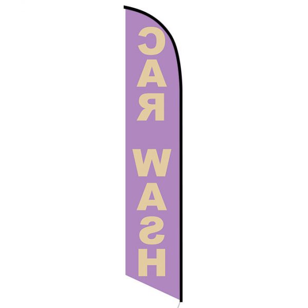 Car Wash purple gold feather flag