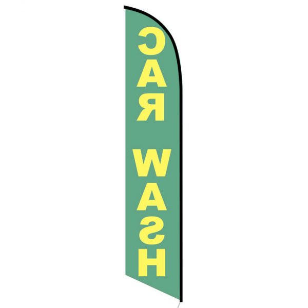 Car wash green yellow feather flag